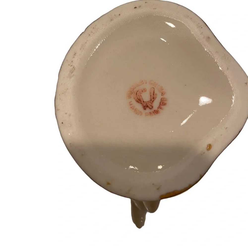 Weisley China Floral Hand Painted Gold Gilded Porcelain Bud Vase Vtg.  Set of 2